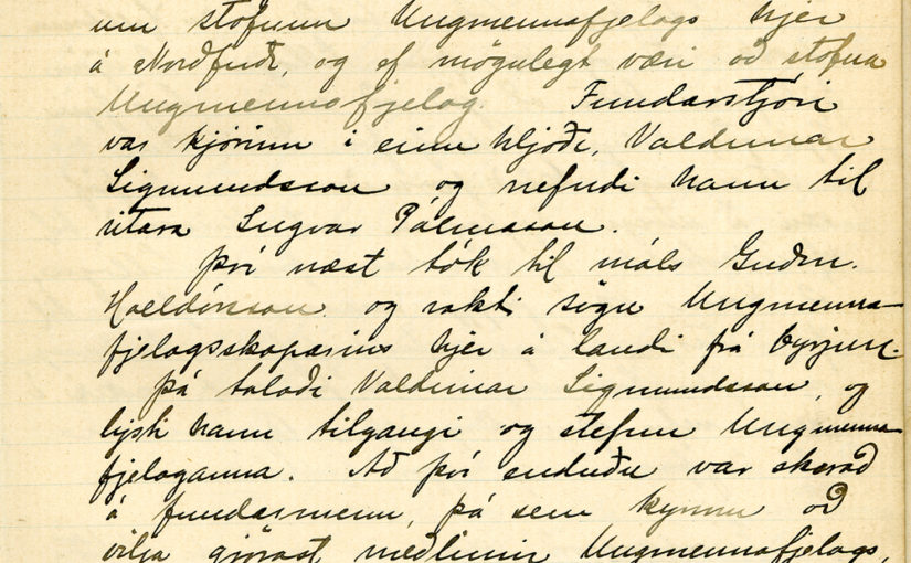 Upphaf fundargerðar stofnfundar Ungmennafélags Norðfjarðar